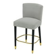 thumbnail image 3 of GDF Studio Modern Tufted Counter Height Bar Stools with Gold Footrests and Black Solid Wood Legs, Set of 2, Grey, 3 of 11