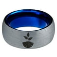 thumbnail image 2 of Tungsten Growing Planting Nature Plant Band Ring 8mm Men Women Comfort Fit Blue Dome Brushed Gray Polished, 2 of 4