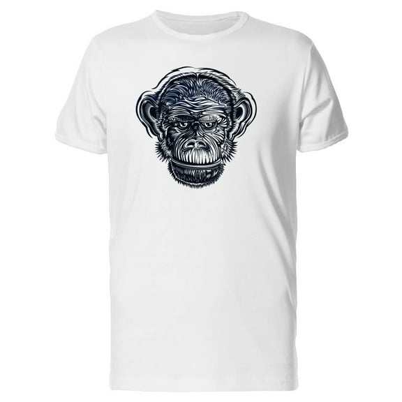 White Blue Monkey Head T-Shirt Men -Image by Shutterstock, Male Large
