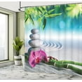 thumbnail image 5 of Ambesonne Peace Shower Curtain, Spa Sand Orchid Flower, 69"Wx84"L, Blue Fern Green Fuchsia, 5 of 5