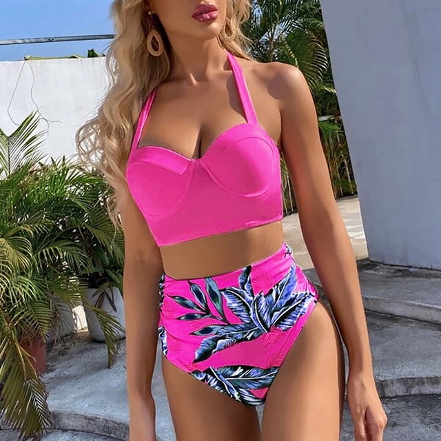 CEHVOM Bikini Mode pour Femmes Ensemble de Plage Imprimé Deux Pièces