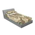 thumbnail image 2 of Ambesonne World Map Fitted Sheet & Pillow Sham Set, Antique Vintage Art, Twinxl, Multicolor, 2 of 2