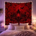 thumbnail image 2 of Lantern Between Jack-O-Lanterns Beneath Red Moon and Bats, Spooky Gothic for Dark Art Lovers, Seasonal Harvest Decor, Halloween Gift, Tapestry Wall Hanging for Den and Dorm, 2 of 7