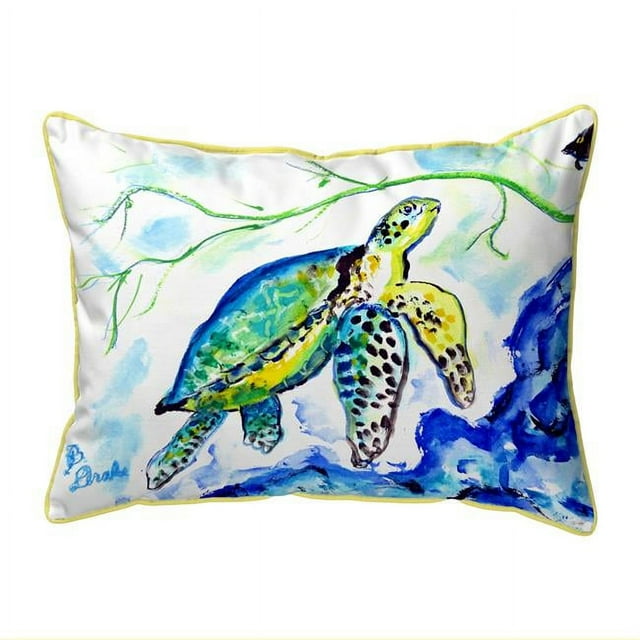 Betsy Drake SN833 11 x 14 Po Yellow Sea Turtle Petit Oreiller d'Extérieur