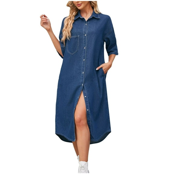 Mingw Womens Maxi Dresses Long Sleeve Long Slim Fit Casual Dresses Loose Plain Elegant Flowy Wedding Guest Dress ,S,Blue