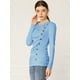thumbnail image 2 of Top acanalado con botones y mangas largas con cuello vuelto para mujer Azul claro L, 2 of 6