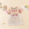 thumbnail image 3 of XIMIN Nouvelle Robe d'Été à Imprimé Rayé Arc-en-Ciel à Manches Courtes, Col Rond, Mignonne, Dessin Animé, Mode, Robe pour Fillette, Petite Robe de Fête et de Concours pour Bébé Fille (4-5 Ans, Violet), 3 of 5