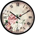 thumbnail image 1 of Glass Flowers Wall Clock Silent Non Ticking Wall Clocks Vintage Roman Numerals Glass Decorative Round Wall Clock 12 Inch, 1 of 5