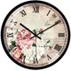 thumbnail image 1 of Glass Flowers Wall Clock Silent Non Ticking Wall Clocks Vintage Roman Numerals Glass Decorative Round Wall Clock 12 Inch, 1 of 5
