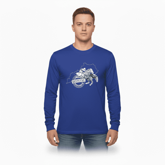 Men’s Derby Heavyweight Long Sleeve T-Shirt – 100% Cotton Loose Fit Vintage White Workwear Crew Neck Tee