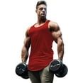 thumbnail image 6 of Windfall Men's Breathable Cotton Fitness Vest Round Neck Bodybuilding Summer Sports Vest Fitness Bodybuilding Sleeveless T-Shirt, 6 of 8