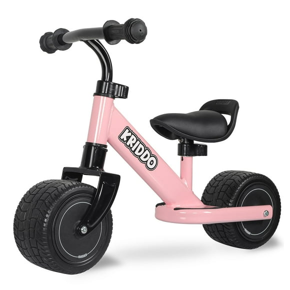 Kriddo Baby Balance Bike Mini Cruiser Design With Wide Pu Wheels For 1-3 Year Olds Ideal First Birthday Gift And Baby Toy Pink