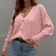 thumbnail image 4 of Pntutb Mujeres Casual Sólido Botones de tejer Hollow Out Manga larga Cuello en V Suéteres tops Pntutb Pntutb-4691, 4 of 7