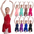 thumbnail image 4 of Niños Niñas Ballet Danza Leotardo Vestido de patinaje artístico Rhinestone Sheer Mesh Tutu Gimnasia lírica Danza Leotardo Vestido Ropa de baile, 4 of 5