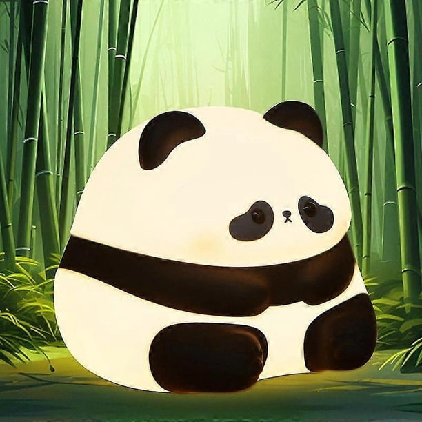 Regalo de panda para niñas y niños, luz nocturna de panda para la habitación del bebé, linda lámpara de mesita de noche de silicona con control táctil de dibujos animados, recargable por USB