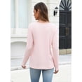 thumbnail image 4 of Zeagoo Women's Ribbed Knit Tops Long Sleeve Crew Neck Tees Decorative Pocket Button Shoulder Casual Basic Tee Shirts, 4 of 8