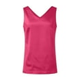 thumbnail image 6 of Holzkary Women 2025 Satin Tank Tops Dressy V Neck Camisole Blouse Casual Sleeveless Cami Summer Tanks Shirt Silk Satin Solid Sleeveless Camisole Blouses Summer Basic Work Shirt Hot Pink Xl, 6 of 8