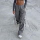 thumbnail image 5 of Pantalones Tipo Cargo Pantalones cargo Mujer Pantalones casuales sueltos Cordón Y2K Primavera Verano (Gris L) Ygjytge para Mujer Gris T L, 5 of 5