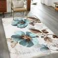 thumbnail image 4 of 4x6 Area Rugs, Vintage Flowers Non-Skid Rubber Backing Large Rectangle Rugs - Living Room Bedroom Home Office, Teal Blue Floral Nature Butterfly Indoor Floor Mat Carpets Washable Rug, 4 of 9