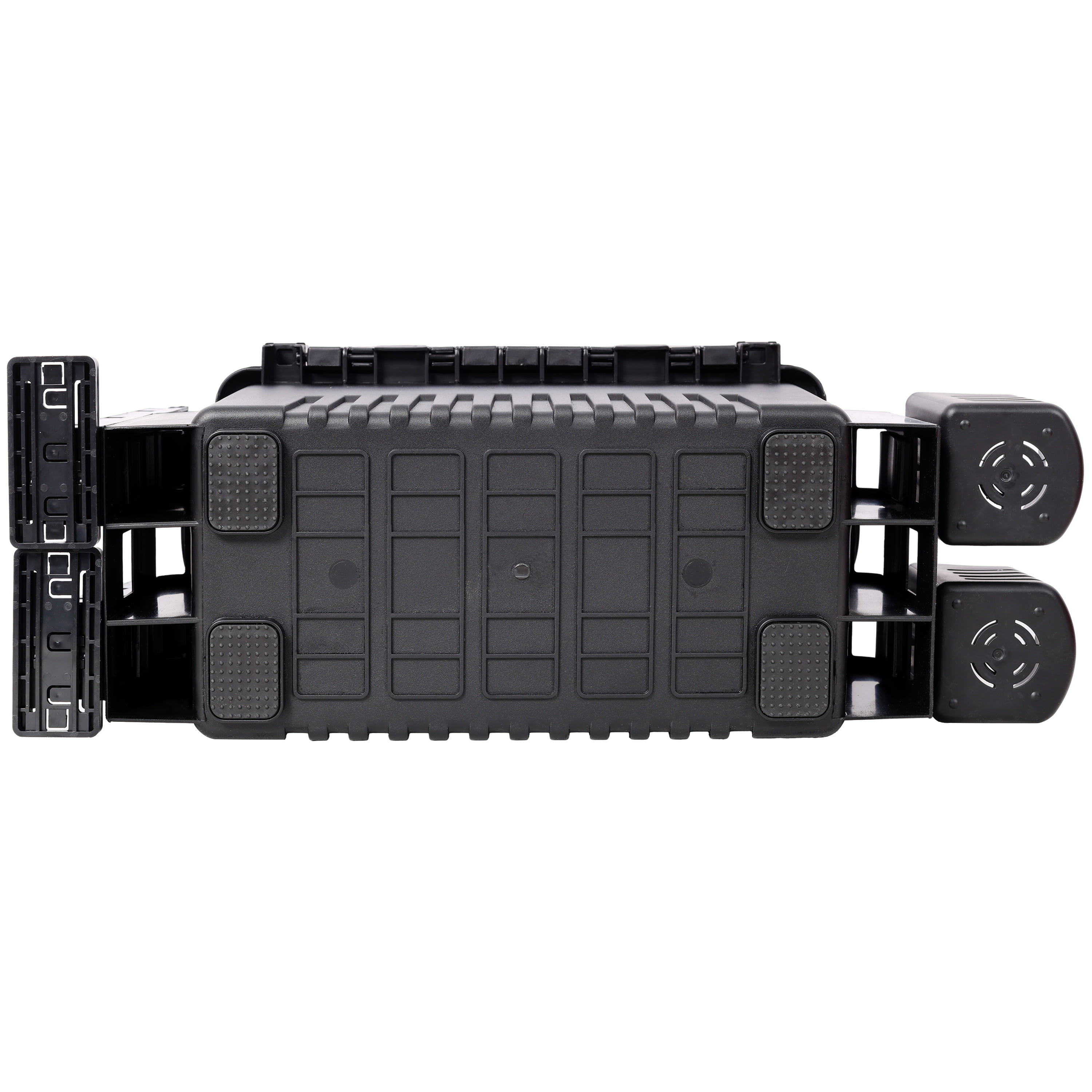 Dual-Layer Fishing Tackle Box Organizer with Rod Holders, 11L Large Capacity Waterproof Tackle Storage with Cup Holders & Carry Strap,Black