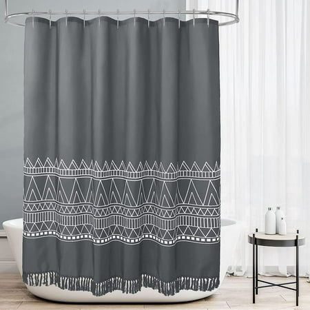 Fanshowextra Long Shower Curtain Set 72 X 96 Grey Tassel Inch Floor To Ceiling Liner Mount For Bathroom Decor Western Fabric Canada Western Fabric Shower Curtain, 96 Long Fabric Shower Curtain Liner