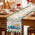 thumbnail image 5 of Black Plaid Easter Table Runner - 108 Inch Long Truck Spring Floral Bunny Animals Rustic Cotton and Linen Blended Dress Scarves Farmhouse Table Runner for Kitchen Dining, Coffee Table, 13" x 108", 5 of 8