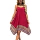 thumbnail image 2 of Vestido Bohemio con Bloques de Color para Mujer, Estilo Hawaiano, con Tirantes Finos y Vuelo. Rojo S, 2 of 10