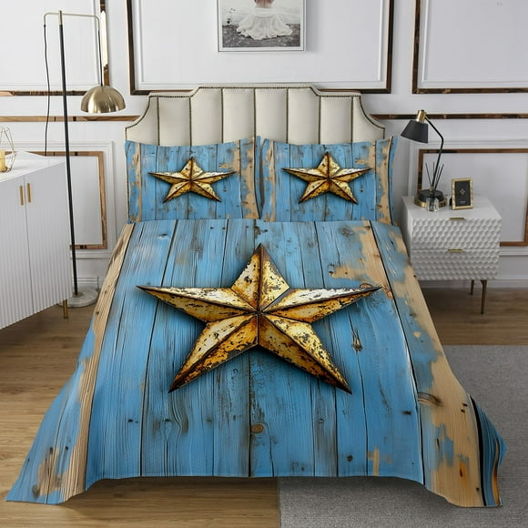 Erosebridal Texas Stars Bedspread Sets Twin Size,Rustic Farmhouse Bed Quilt,Western Decoration,Breathable,2pcs