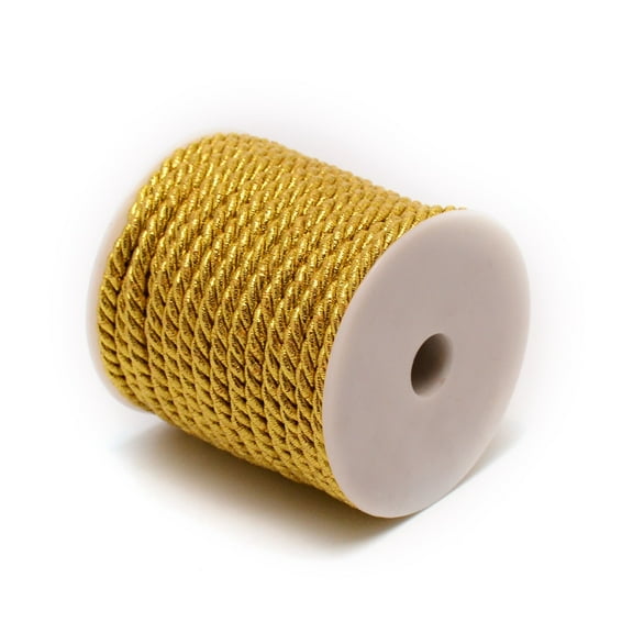 1 Roll 3 Strands Gold With Cotton Rope Twisted Rope Gold 6mm 19.69 Yards(18m)/Roll