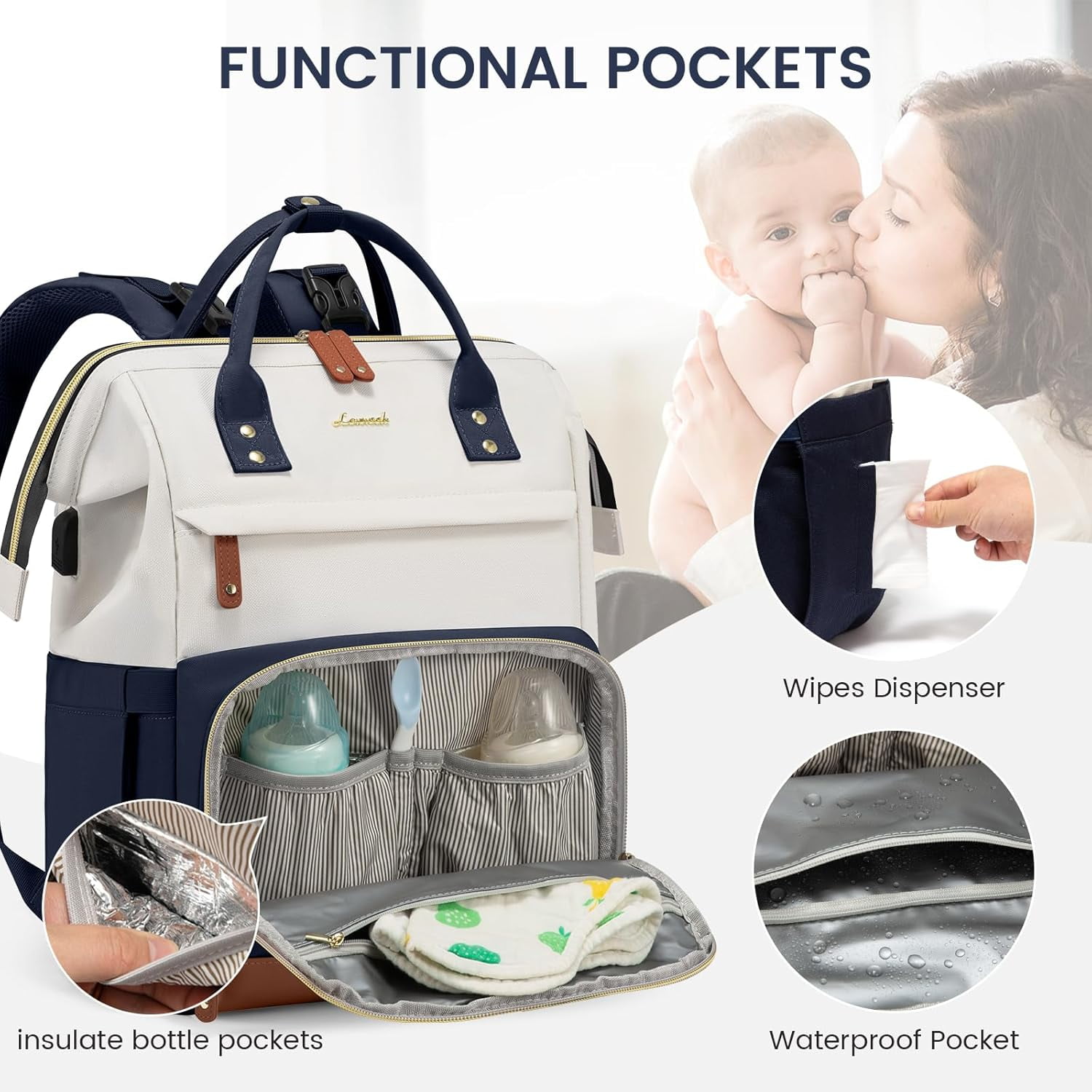 Lovevook Diaper Backpack,Large Diaper Bag Mummy Bag for New Mum Daddy,Convenient Work Travel Baby Bag for Office Mummy and Travel Essential Baby Shower