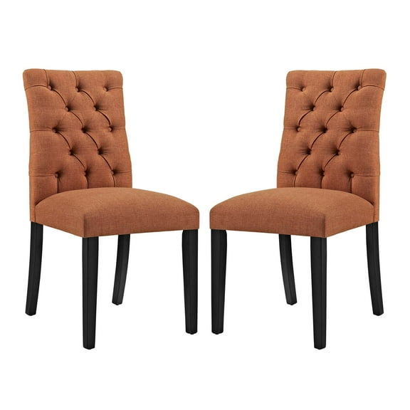 Modern Contemporary Urban Design Dining Kitchen Room Side Chair, Set of Two, Fabric, Orange