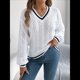 thumbnail image 5 of Suéter de Punto con Cuello en V y Larga para Mujer, Otoño 2025, Top Tipo Jersey, , Suave, Elegante y Casual. S, 5 of 10