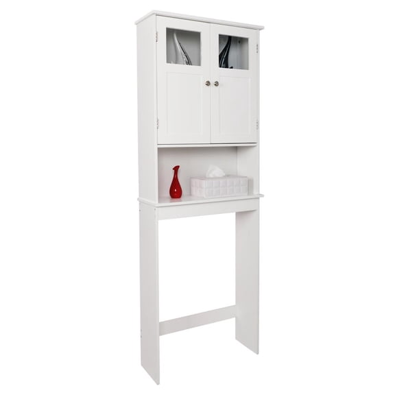 GoDecor Modern Over the Toilet Bathroom Space Saver with 2-Door and Open Shelf,White