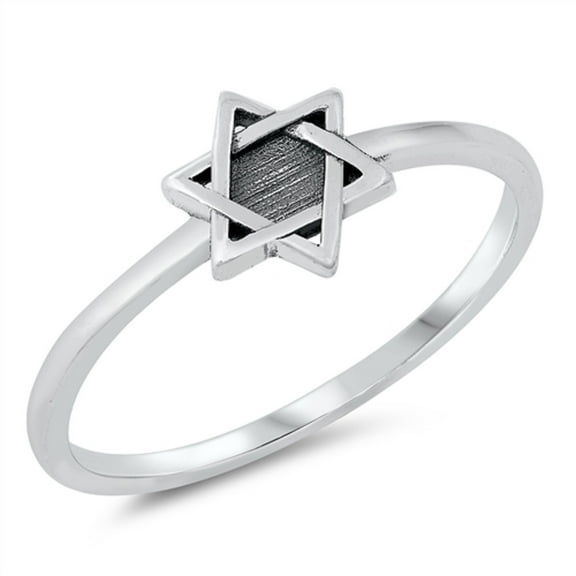 Sterling Silver Star of David Simple Ring Size 4