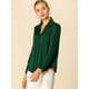 thumbnail image 4 of Camisa de trabajo Unique Bargains de manga larga blusa elegante cuello En V oficina mujer Verde oscuro S, 4 of 6