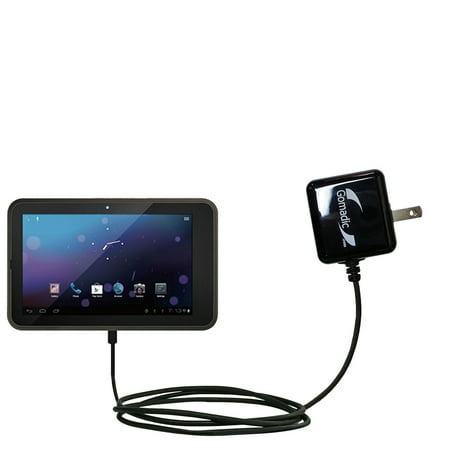 Gomadic Intelligent Compact AC Home Wall Charger suitable for the Double Power M975 9 inch tablet - High output power with a convenient, foldable plug