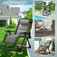 thumbnail image 3 of Zero Gravity Patio Chair, Premium Folding Recliner with Built in Cushion, Headrest and Tray, Sturdy Design for Garden Lawn Camping Relaxation, Gray, 3 of 5