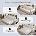 thumbnail image 5 of Timbernest 93.7" Sleeper Sofa King, Velvet Pull Out Sofa Bed, Convertible Chesterfield Sofa for Living Room, Nailhead Trim, Rolled Arm, Retro Beige, 5 of 9