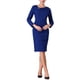 thumbnail image 1 of VESTIDO FORMAL ASIMÉTRICO DE MANGA LARGA MIDI ELASTIZADO INSPIRE CHIC L Azul Real, 1 of 5