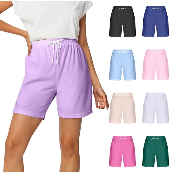 Admvng Shorts for Women Summer Casual Drawstring Elastic Waist Vacation Sports Shorts with Pockets
