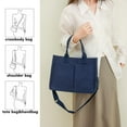 thumbnail image 2 of AOUNQ Canvas Tote Bag for Women Trendy Purse and Handbags Work Tote Bags with Pockets Crossbody Satchel Bag,Blue, 2 of 6