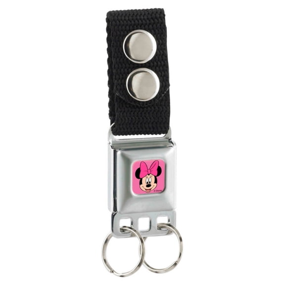 Minnie Mouse Face Full Color Pink Keychain  One Size