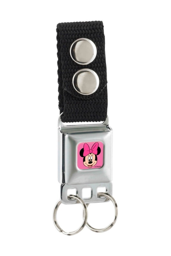 Minnie Mouse Face Full Color Pink Keychain One Size