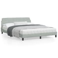 thumbnail image 1 of vidaXL Bed Frame with Headboard Light Grey 152x203 cm Velvet, 1 of 5