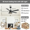 thumbnail image 6 of 52" Modern Black Smart DC Motor Ceiling Fan with Light and Remote for Dining Room and Living Room, 6 of 13