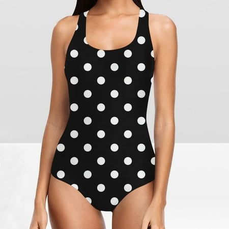 Juslio Tankini Swimsuit for Women One Piece Print Black Fashion Bandeau Swimsuit for Women XXL