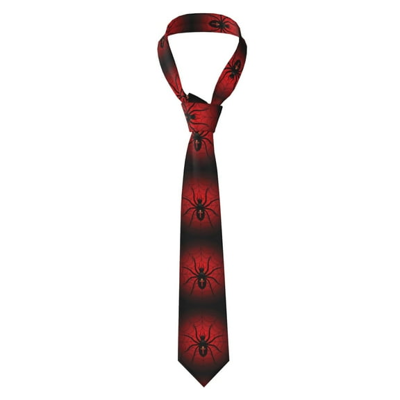 Naloa Spider on the Web Print Solid Color Tie Formal Necktie for Men，Suitable for business, daily life, work