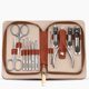 thumbnail image 1 of Juego de regalo de cortaúñas de acero inoxidable, cortaúñas profesional, kit de manicura, pedicura y cuidado personal con estuche de cuero marrón, 1 of 3