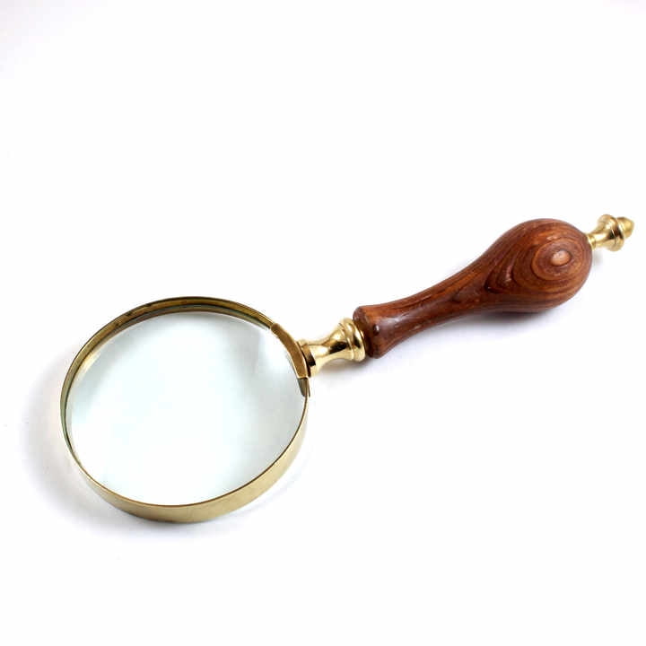 Nautical Table Decor Handle Magnifier 2\" Brass Wooden Lens with Durable Metal Alloy Novelty Gifts