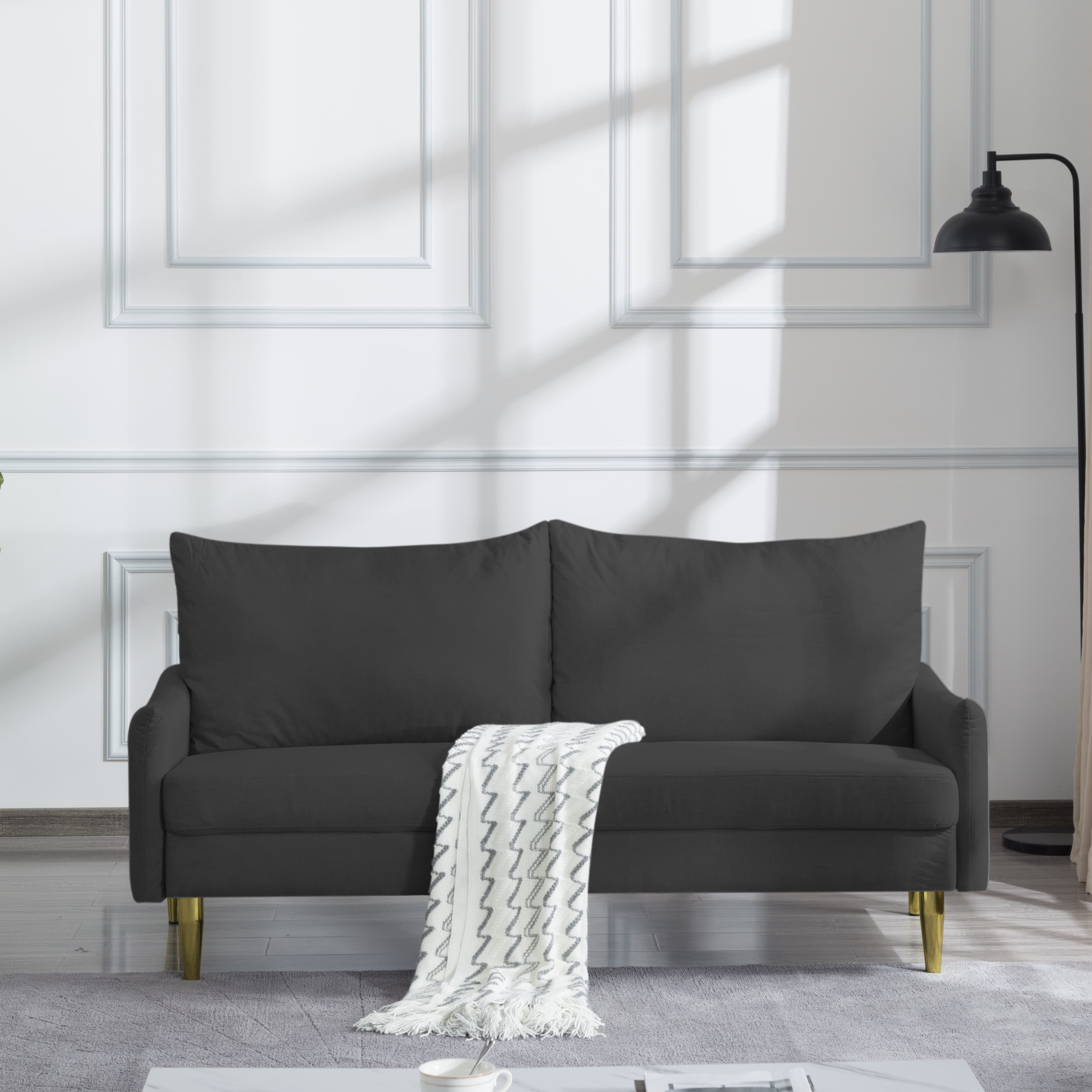 BSHTI 66.9” Modern Standard Loveseat, Features a Removable and Washable Back Cushion Cover, Polyester Upholstery Couch, for Living Room, Home Studio, or Bedroom, Dark Gray